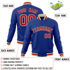 Royal Red-Khaki Classic Varsity Full-Snap Letterman Jacket 4