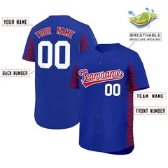 Royal Red Leopard Graffiti Side Baseball Jersey 2