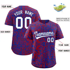 Royal Red Leopard Print Baseball Jersey 2