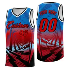 Royal Red Lightning Halftone Dot Basketball Jersey 1