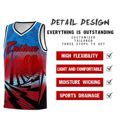Royal Red Lightning Halftone Dot Basketball Jersey 2