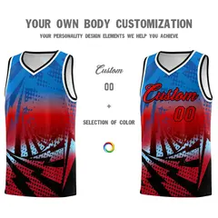 Royal Red Lightning Halftone Dot Basketball Jersey 3