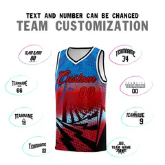 Royal Red Lightning Halftone Dot Basketball Jersey 4