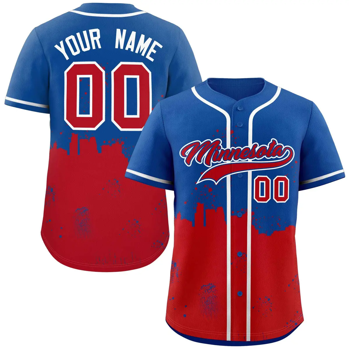 Royal Red Minnesota City Nightscape Baseball Jersey