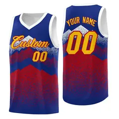 Royal Red Mountain Fade Gradient Fashion Basketball Jersey 1