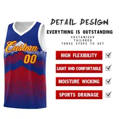Royal Red Mountain Fade Gradient Fashion Basketball Jersey 2