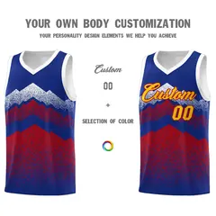 Royal Red Mountain Fade Gradient Fashion Basketball Jersey 3