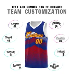 Royal Red Mountain Fade Gradient Fashion Basketball Jersey 4
