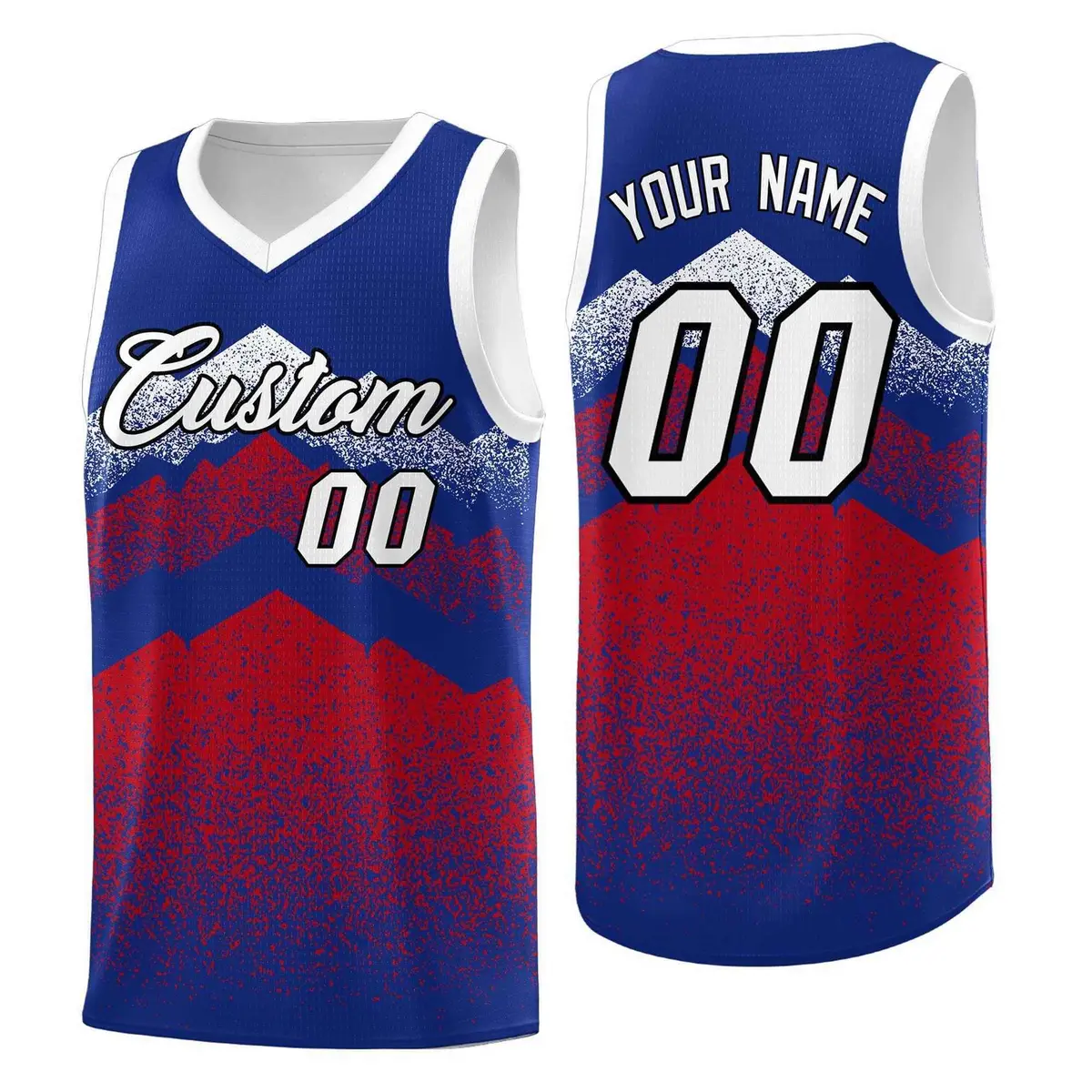 Royal Red Mountain Fade Gradient Fashion Basketball Jersey