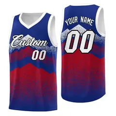 Royal Red Mountain Fade Gradient Fashion Basketball Jersey 1