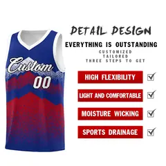 Royal Red Mountain Fade Gradient Fashion Basketball Jersey 2