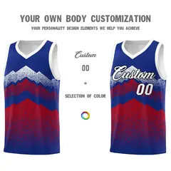Royal Red Mountain Fade Gradient Fashion Basketball Jersey 3