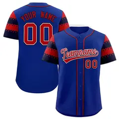Royal Red Navy Flag Lace Sleeve Baseball Jersey