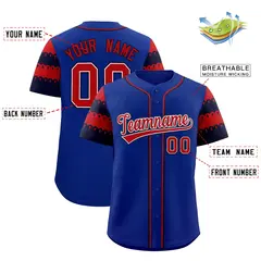 Royal Red Navy Flag Lace Sleeve Baseball Jersey 2