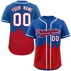 Royal Red Philadelphia City Nightscape Baseball Jersey