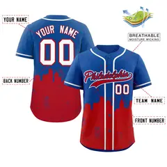 Royal Red Philadelphia City Nightscape Baseball Jersey 2