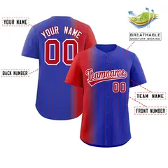 Royal Red Pinstripe Gradient Baseball Jersey 2
