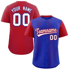 Royal Red Pinstripe Raglan Sleeves Baseball Jersey 1