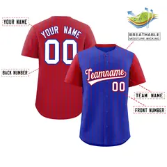 Royal Red Pinstripe Raglan Sleeves Baseball Jersey 2