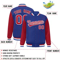 Royal Red Pinstripe Raglan Varsity Letterman Baseball Jacket 2