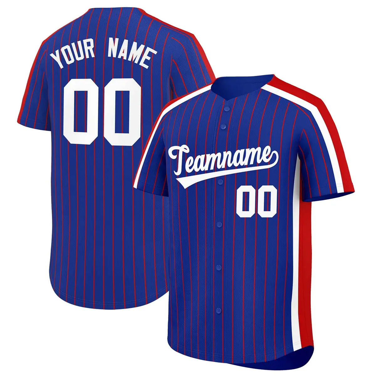Royal Red Pinstripe Two-tone Authentic Baseball Jersey