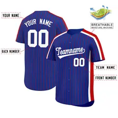 Royal Red Pinstripe Two-tone Authentic Baseball Jersey 2
