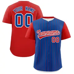 Royal Red Pinstripe Two-Tone Authentic Baseball Jersey 1