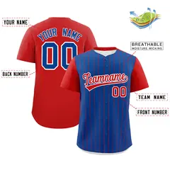 Royal Red Pinstripe Two-Tone Authentic Baseball Jersey 2