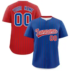 Royal Red Pinstripe Two-Tone Authentic Baseball Jersey 1