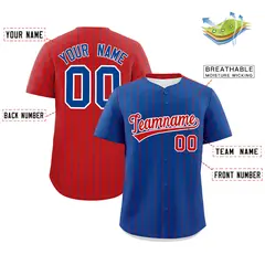 Royal Red Pinstripe Two-Tone Authentic Baseball Jersey 2