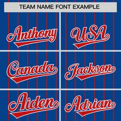 Royal Red Pinstripe Two-Tone Authentic Baseball Jersey 3