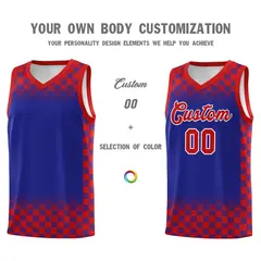 Royal Red Plaid Pattern Basketball Jersey Sports Uniform 3
