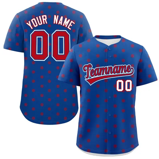 Royal Red Polka Dot Graffiti Authentic Baseball Jersey