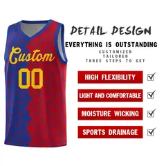 Royal Red Puzzle Pattern Splid Basketball Kits 2
