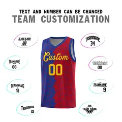 Royal Red Puzzle Pattern Splid Basketball Kits 4