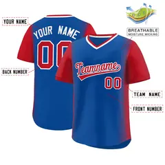 Royal Red Raglan Pullover Baseball Jersey 2