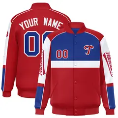 Royal Red Raglan Sleeve Varsity Letterman Jacket 1