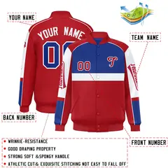 Royal Red Raglan Sleeve Varsity Letterman Jacket 2