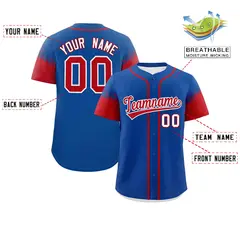 Royal Red Raglan Sleeves Authentic Baseball Jersey 2