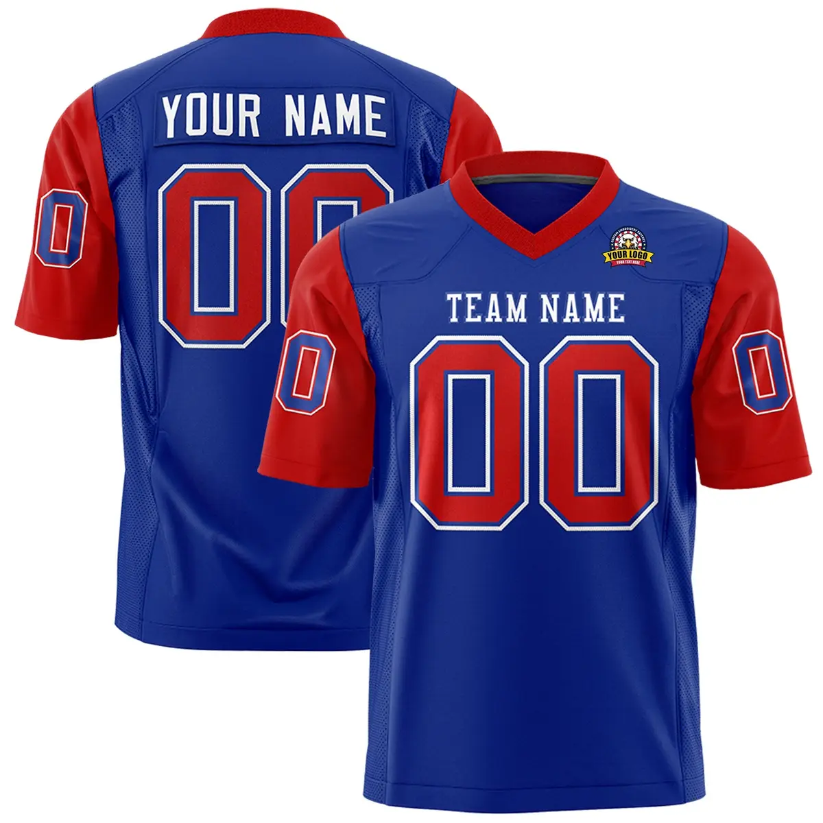Royal Red Raglan Sleeves Authentic Football Jersey