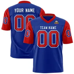 Royal Red Raglan Sleeves Authentic Football Jersey 1