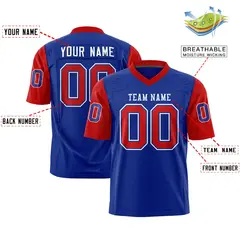 Royal Red Raglan Sleeves Authentic Football Jersey 2