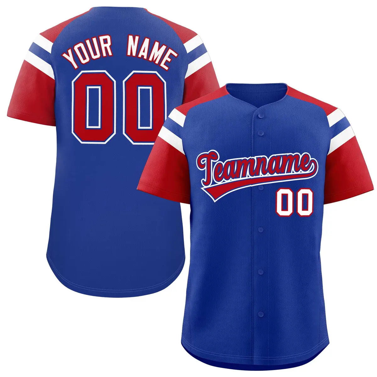 Royal Red Raglan Sleeves Contrast Baseball Jersey