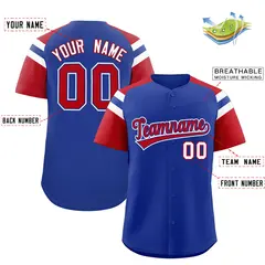 Royal Red Raglan Sleeves Contrast Baseball Jersey 2