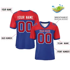 Royal-Red Raglan Sleeves Fashion Authentic Football Jersey 2