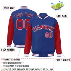 Royal Red Raglan Varsity Full-Snap Letterman Jacket 2