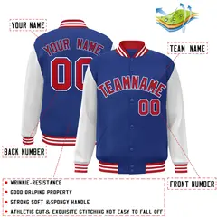 Royal Red Raglan Varsity Full-Snap Letterman Jacket 2