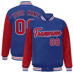Royal Red Raglan Varsity Full-Snap Letterman Jacket 1