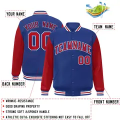 Royal Red Raglan Varsity Full-Snap Letterman Jacket 2