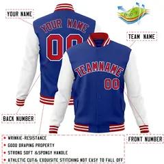 Royal Red Raglan Varsity Full-Snap Letterman Jacket 4